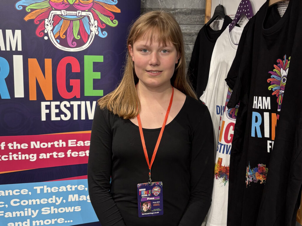 Freya M volunteering at the 2025 Durham Fringe Festival